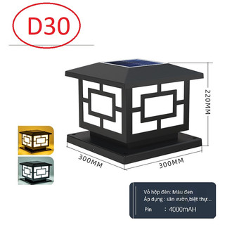 Đèn năng lượng mặt trời trụ cổng sân vườn D300