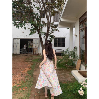 Đầm 2 dây maxi hoa xẻ đùi [ Hàng order ]