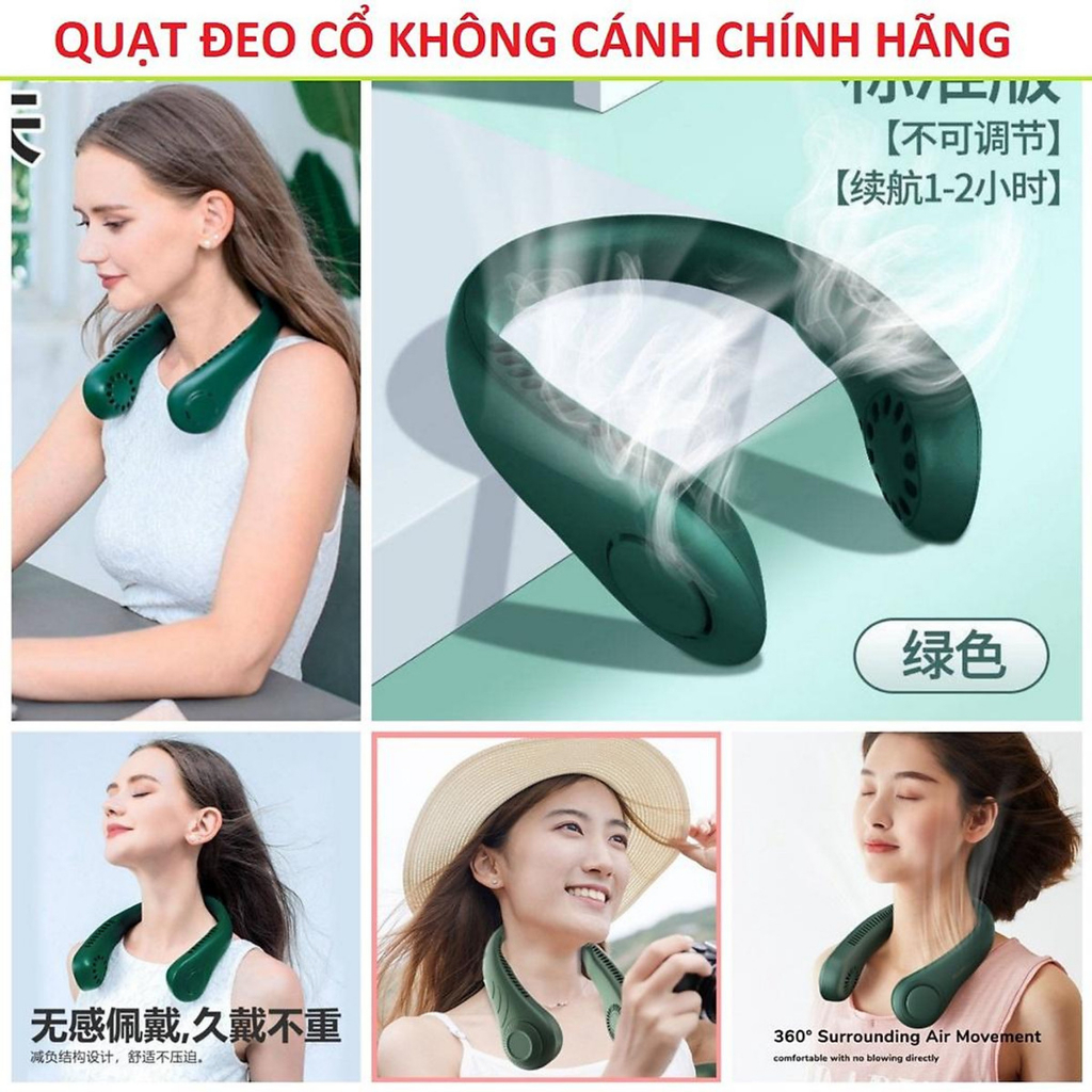 Quạt đeo cổ mini, quạt không cánh tích điện tiện lợi, thời trang, dáng thể thao siêu phẩm mùa hè sale | BigBuy360 - bigbuy360.vn