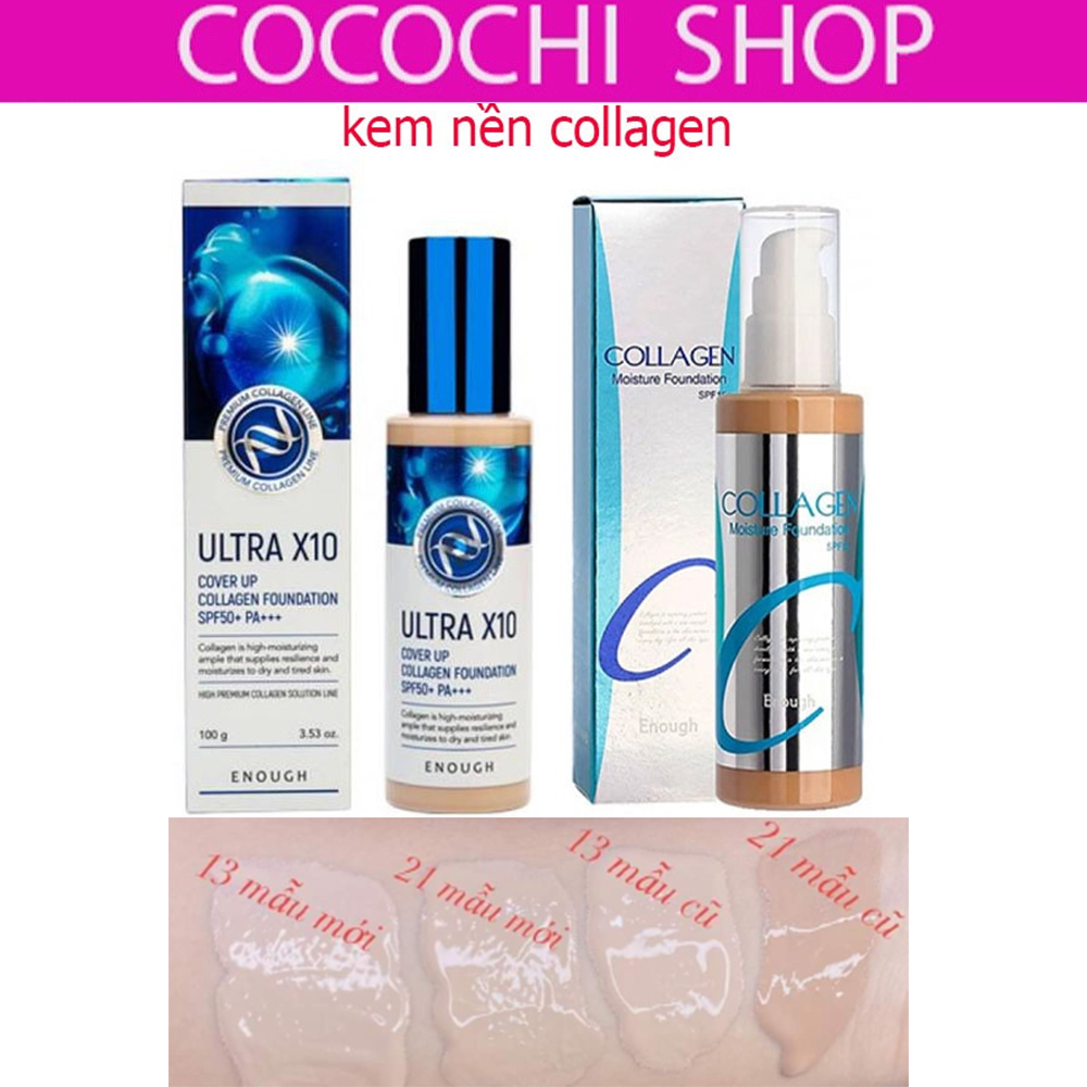 Kem nền Collagen Ultra X10 Cover Up Enough 100ml korea Tạo Lớp Nền Bóng makeup phù hợp cho mọi da chính hãng