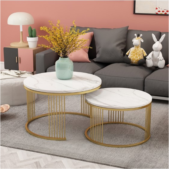 Bộ bàn trà tròn, bàn trà đôi tròn, cặp bàn trà sofa phòng khách, bàn cà phê bàn decor, mặt đá ceramic