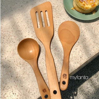 Thìa Gỗ Beech MYFANTA Xào, Nấu, Múc Canh