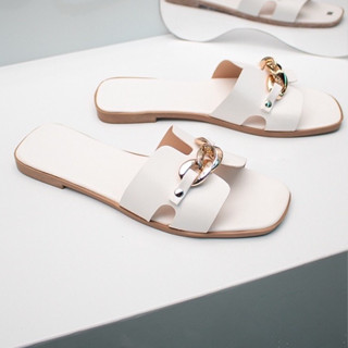 Dép quai xích thời trang phối dây mảnh màu nude big size 35-46