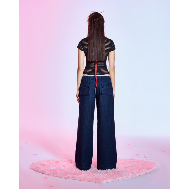 BETTY TOP - Áo thun tay ngắn cổ tròn sọc ngang xuyên thấu