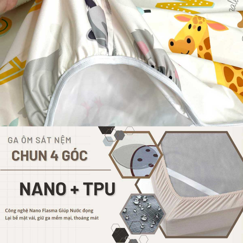 Ga chống thấm Cotton LoveMama không sột soạt bảng chữ cái ABC tiếng