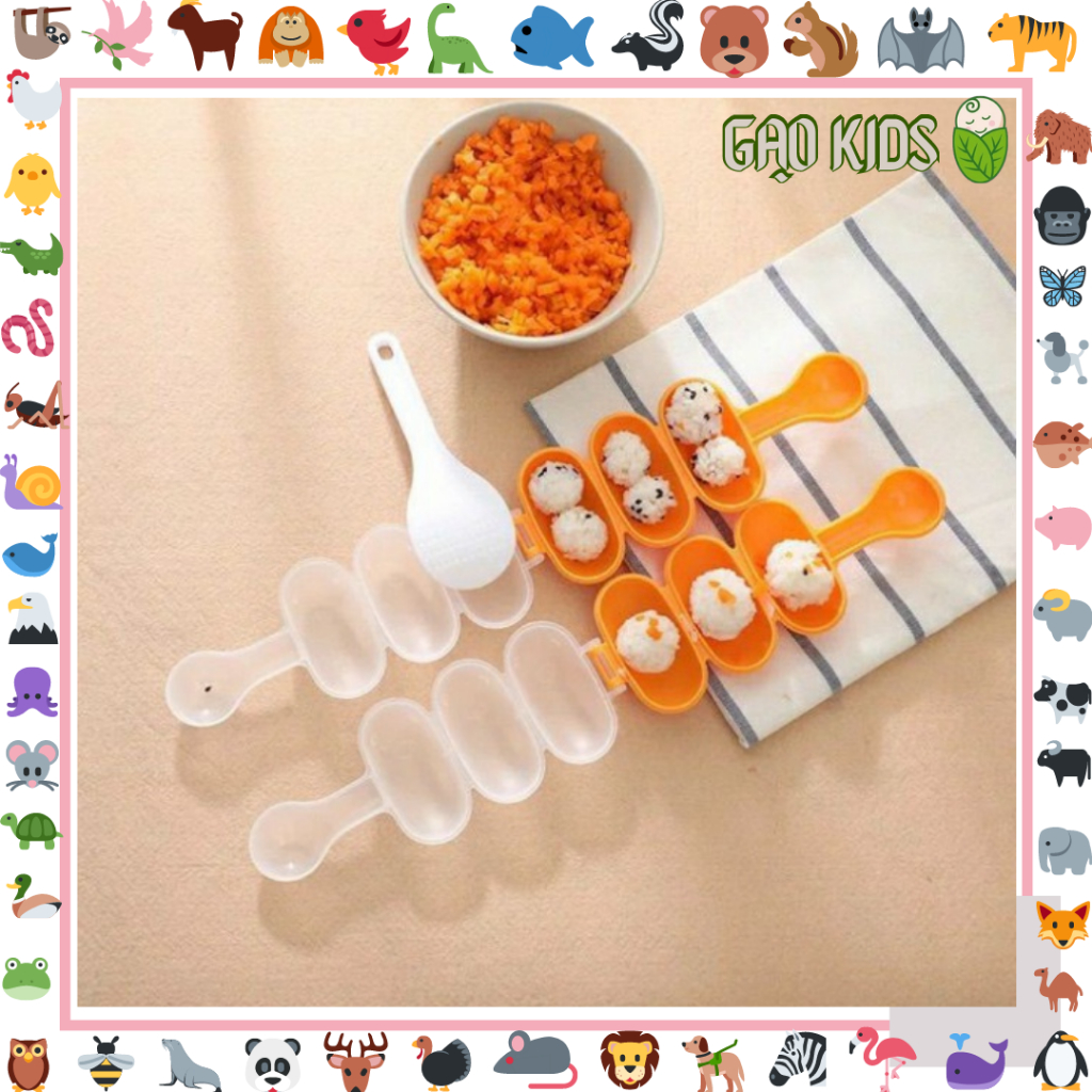 Dụng cụ tạo cơm bento khuôn lắc tạo hình cơm nắm cho bé có kèm thìa