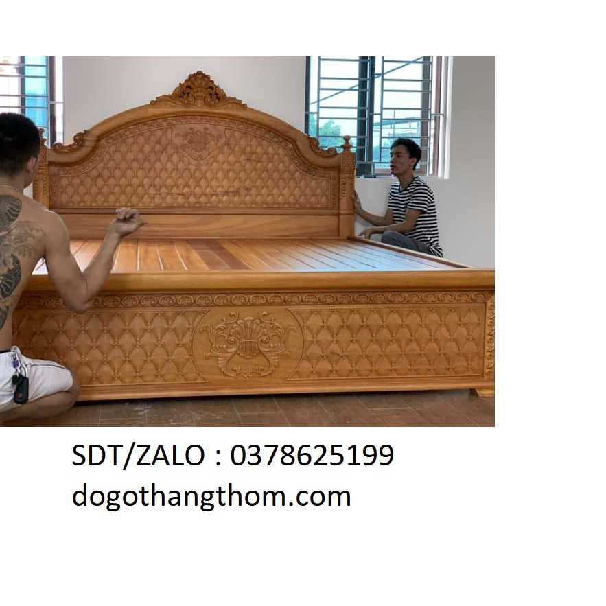 giường ngủ hoàng gia gỗ sồi 1m8x2m giác phản