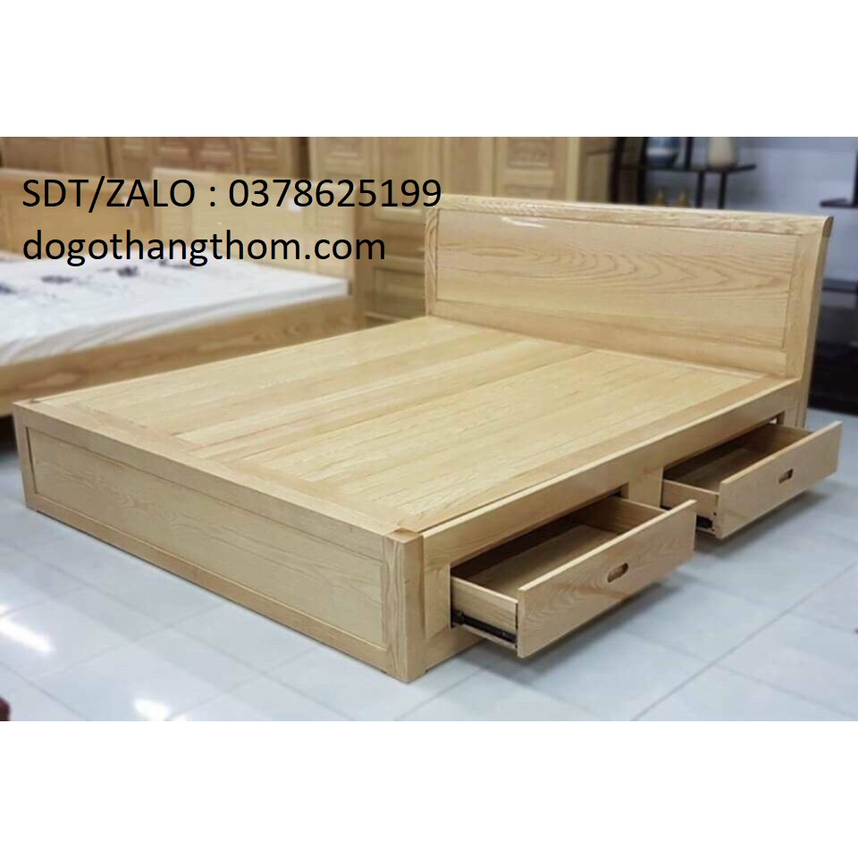 giường ngủ gỗ sồi ngăn kéo 1m8x2m giác phản