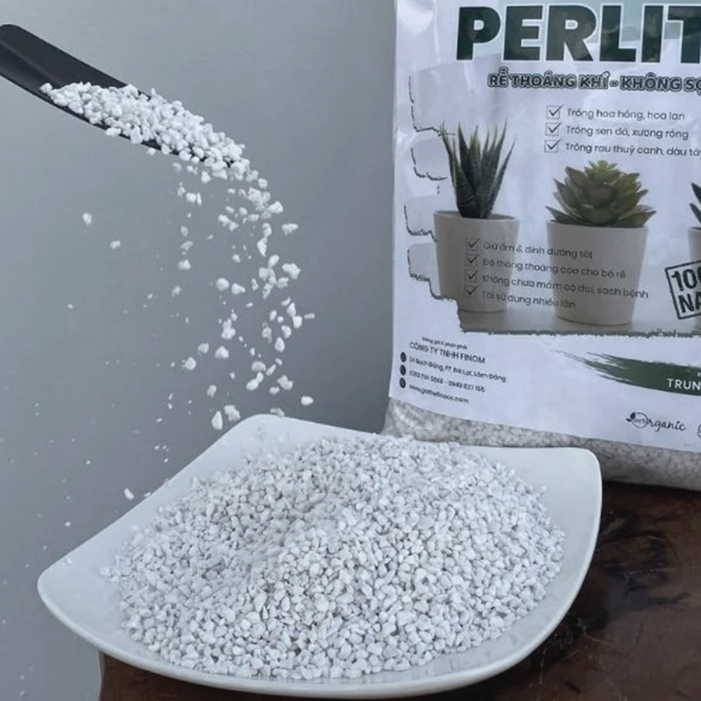 Đá Perlite, trồng sen đá, cây cảnh, thủy canh giàu khoáng chất, thoát nước tốt, tăng độ tươi xốp, túi 600g