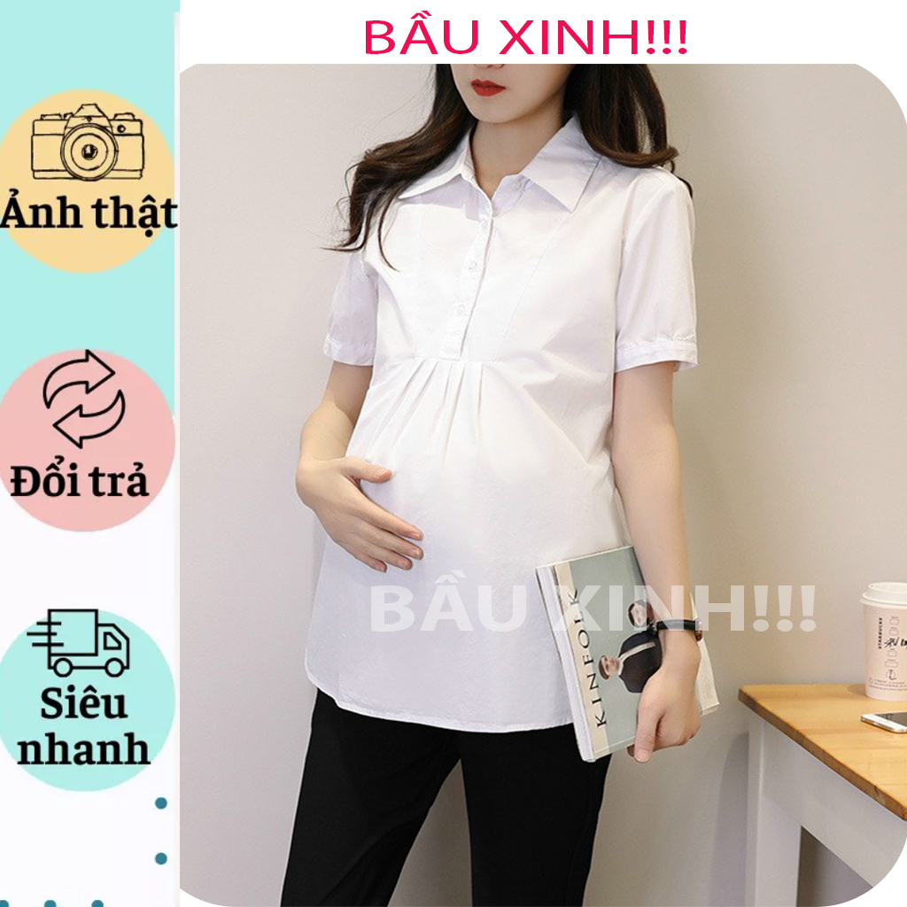 ÁO BÂU CÔNG SỞ THIẾT KẾ BABAYDOLL SƠ MI TRẮNG CỰC SANG -ÁO BẦU THỜI TRANG CÔNG SỞ GIÁ RẺ CHO MẸ BẦU DIỆN