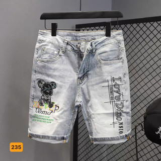 Quần Short Nam 💎FreeShip💎 Quần Short Jean Nam chất bò co giãn kết hợp rách vàn in chữ thời trang Kelvin Fashion - QS224