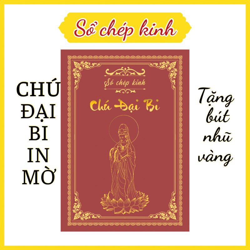 Sổ chép Chú Đại Bi in mờ sổ chép kinh giấy đục ép gáy sang trọng