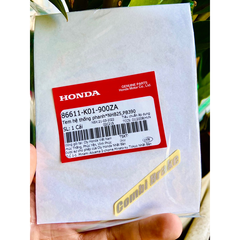 Tem Dán Dè Trước Combi Brake Màu Bạc Honda SH Việt Nam / Vario 150 / Click 125 /SH 150 / SH 160 / Vario 160 / PCX 160