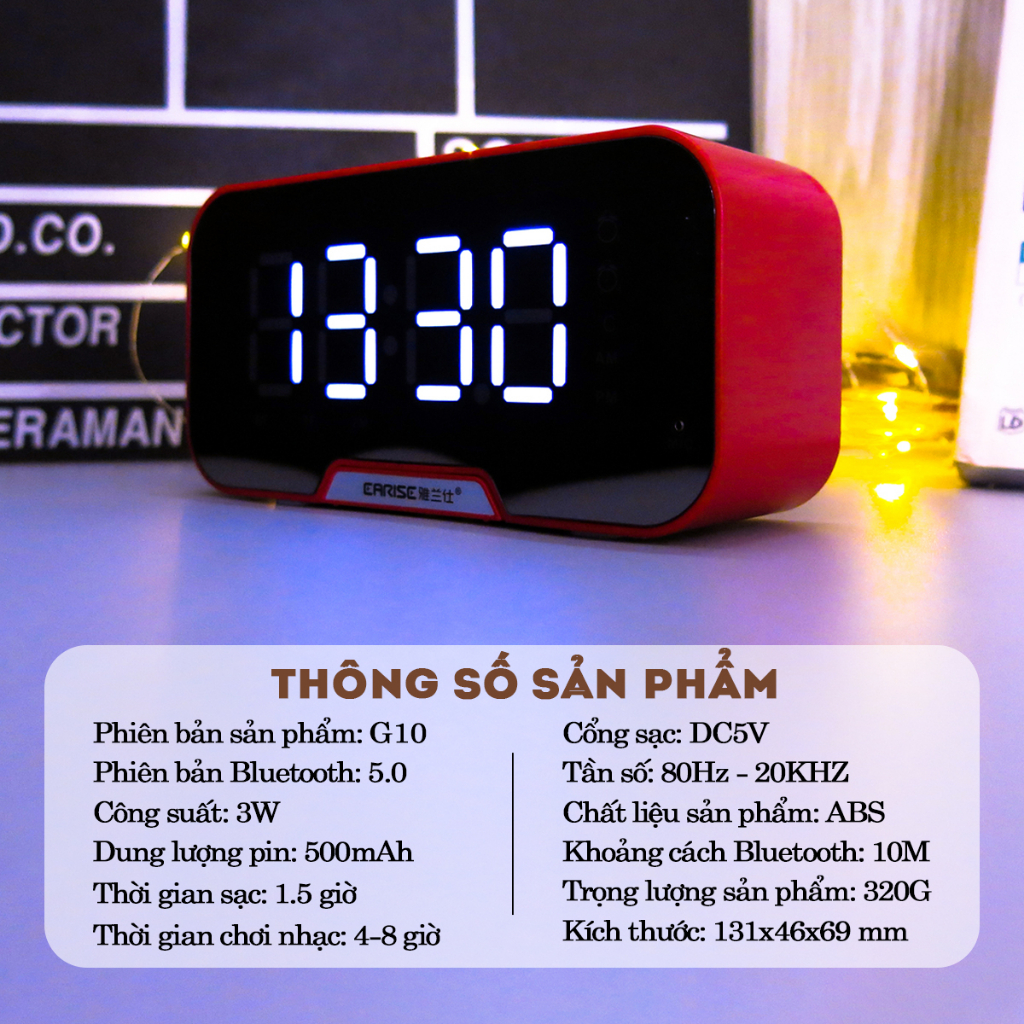 G50 Loa Gương Bluetooth Màn Hình Led Mini Giá Rẻ | Đài FM - Tích Hợp Đồng Hồ - Báo Thức - Màn Hình Gương | BigBuy360 - bigbuy360.vn