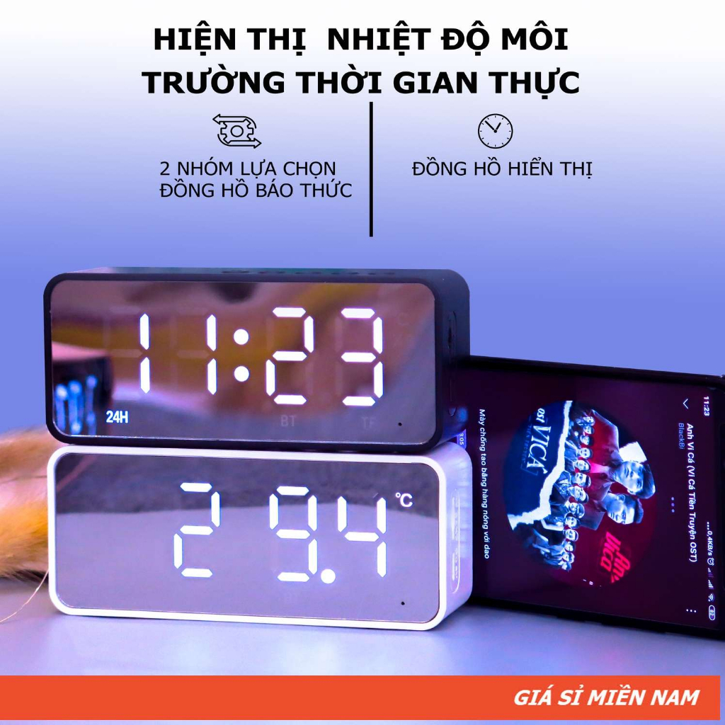 G50 Loa Gương Bluetooth Màn Hình Led Mini Giá Rẻ | Đài FM - Tích Hợp Đồng Hồ - Báo Thức - Màn Hình Gương | BigBuy360 - bigbuy360.vn
