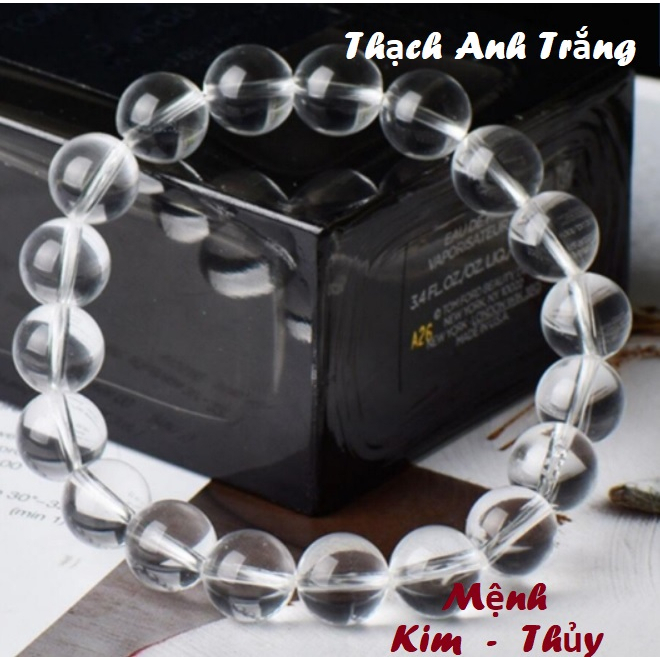 Chuỗi Vòng Đá Phong Thủy Th.Ach A.nh Trắng tự nhiên . Vòng phong thủy mệnh Kim, Mệnh Thủy