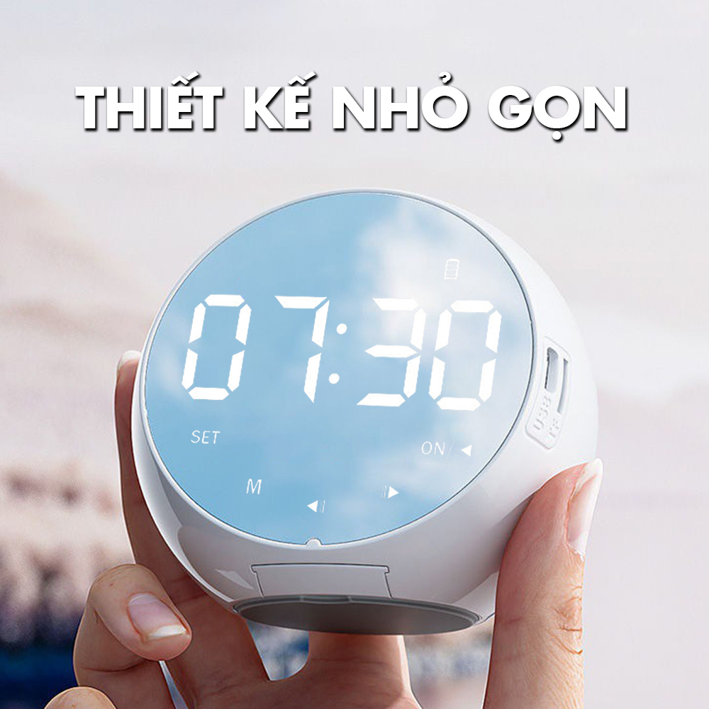 Loa Bluetooth Tráng Gương Sama J11 Mini Giá Rẻ - Loa Không Dây Hình Tròn Tích hợp Đồng Hồ - Báo Thức - Đài FM