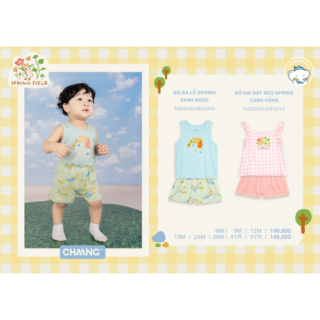 Chaang bộ ba lỗ hai dây cho bé SS23D01