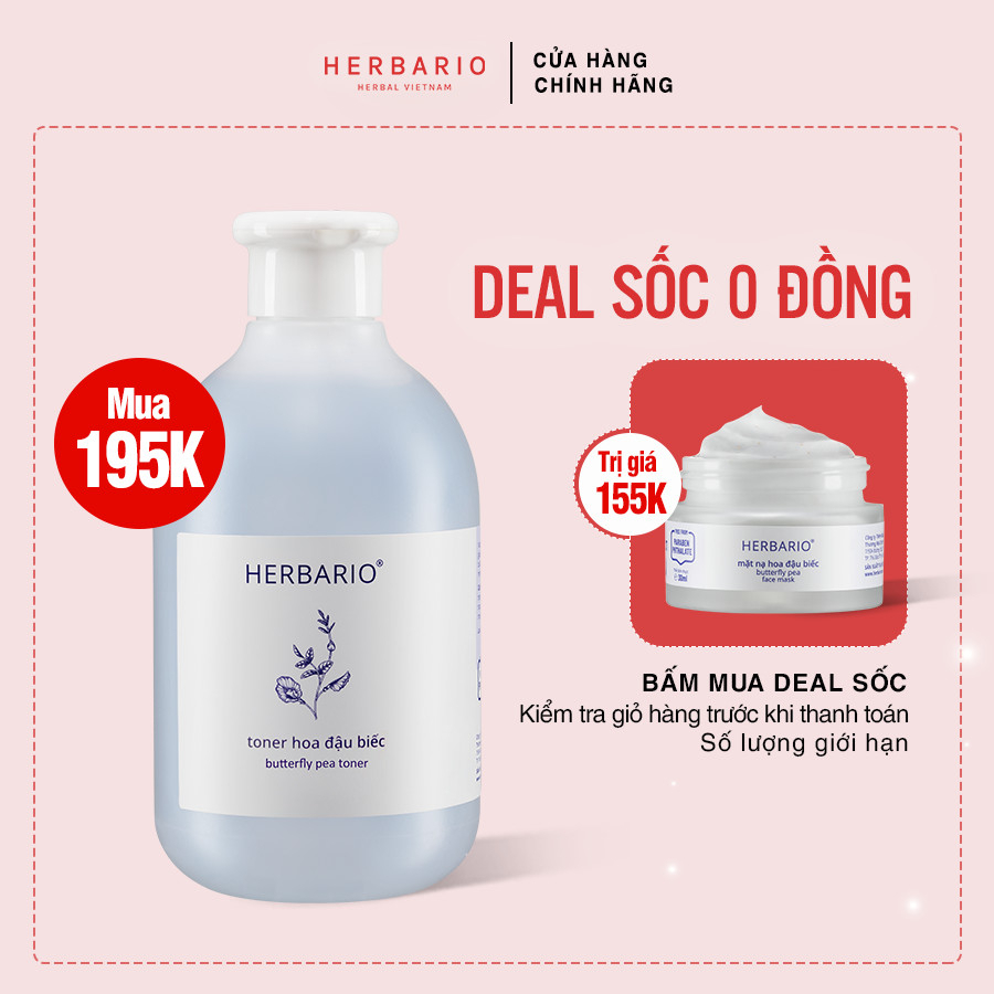 Toner nước cân bằng da Hoa Đậu Biếc herbario 200ml