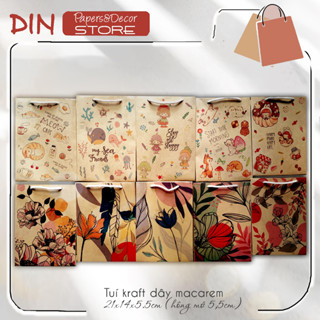 10 túi giấy kraft 14x21x5cm , túi quà tặng size trung , túi xi măng có quai dùng để đựng quà