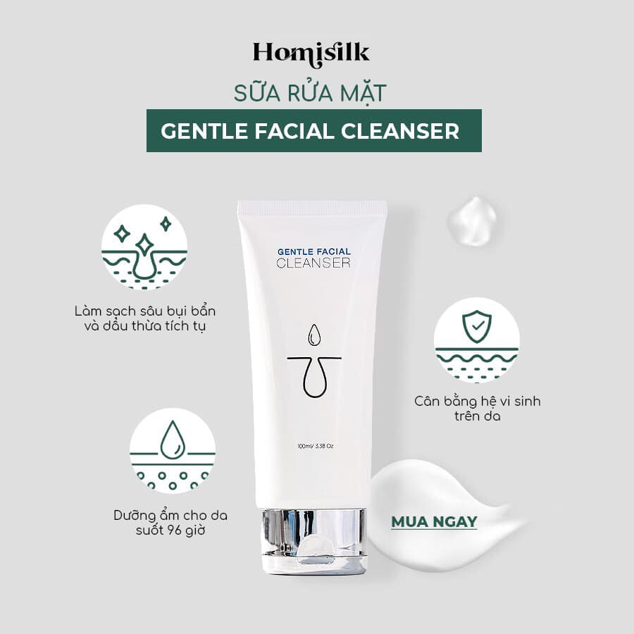 Sữa Rửa Mặt- Gentle Facial Cleanser- Cân Bằng Hệ Vi Sinh Trên Da- 100ml- Homisilk