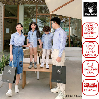 Sét Áo Somi Gia Đình Caro Xanh Nhã Nhặn Mã Số 147A