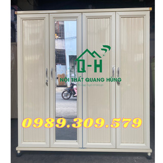 Tủ sắt trung hưng 4 cánh màu vàng giá rẻ có gương tùy ý