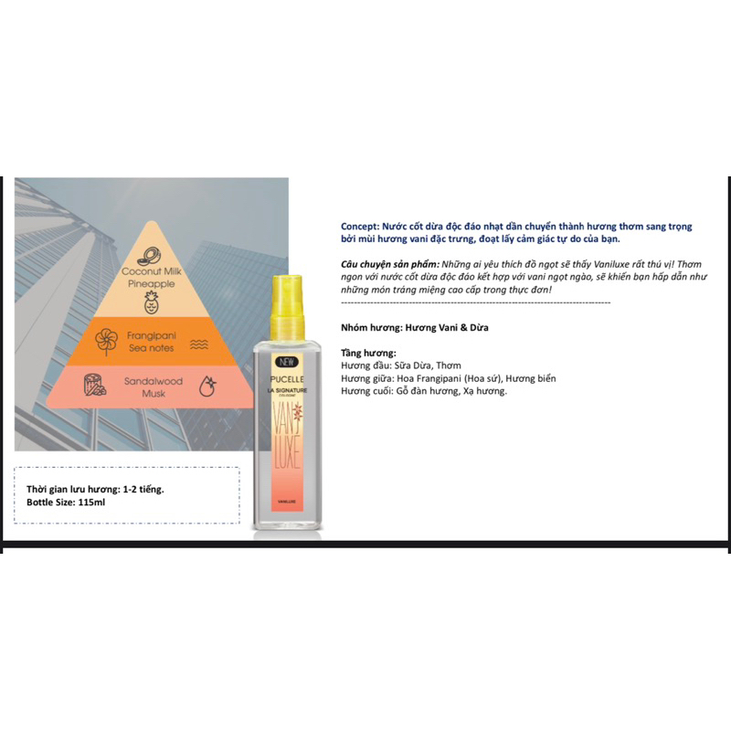 Nước hoa nữ chính hãng thơm lâu Pucelle La Signature Cologne 115ml hương thơm đa dạng thể hiện cá tính