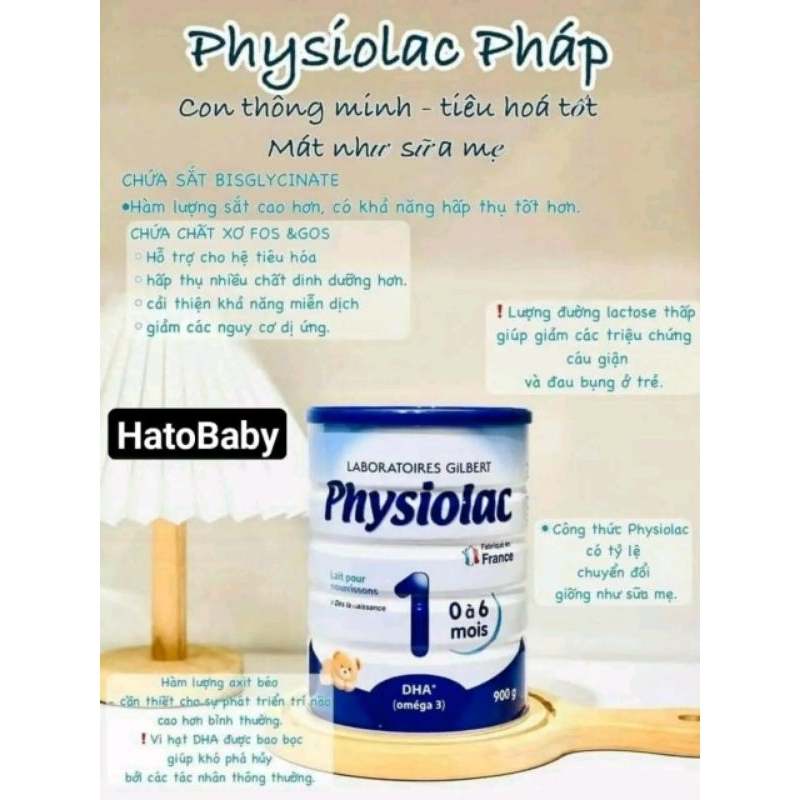 Sữa physiolac số 1 lon 900g hạn 9/2023 của Pháp