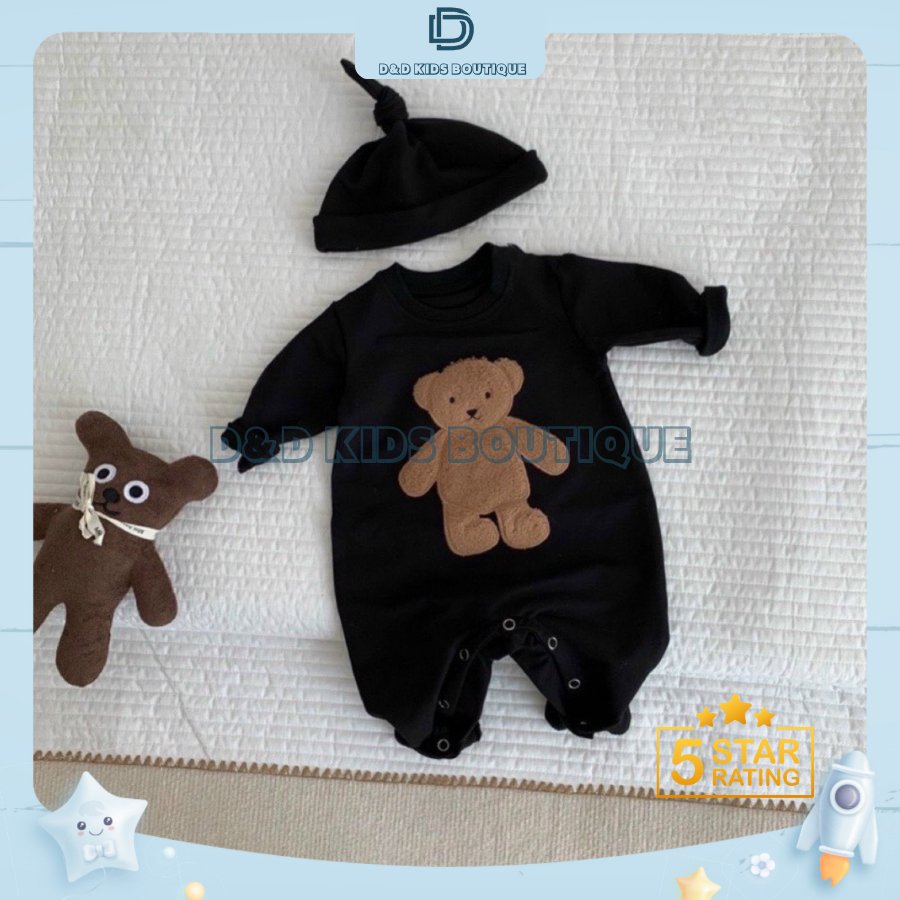 Bộ Body Đắp Gấu Lông Kèm Mũ Cho Bé Trai Bé Gái