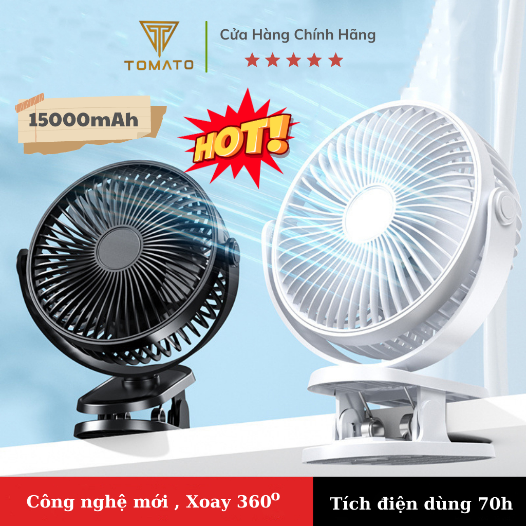 Quạt mini để bàn, quạt tích điện Q03 15000mAh 70 giờ liên tục - Bảo hành 15 tháng