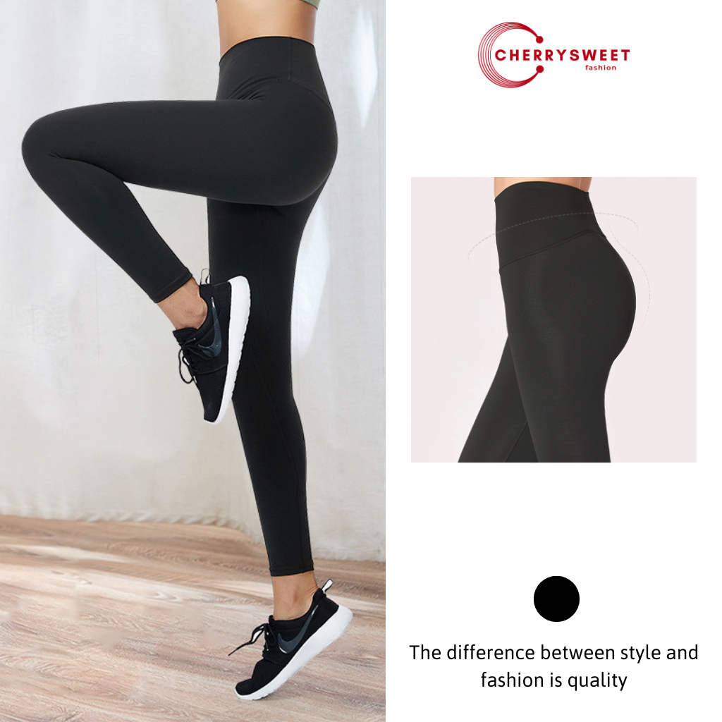 Quần legging dài nữ CHERRYSWEET lưng cao dáng ôm co dãn thoải mái, vải thun thái cao cấp mặc nhà đi chơi tập gym T005
