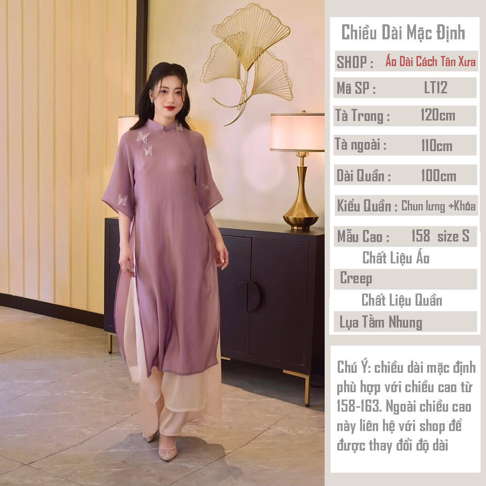 Áo Dài Cách Tân Nữ Dáng Suông Thủ Công LT12