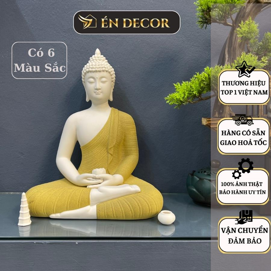 Tượng Phật Thích Ca Mâu Ni ÉN DECOR chất liệu gốm tử sa 15-30cm trang trí phong thủy, decor phòng thiền, an nhiên