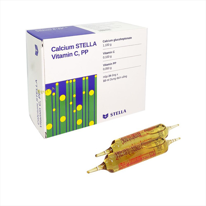 Bổ Sung Calci cho cơ thể. Calcium Stella. Hộp 24 ống 10ml.