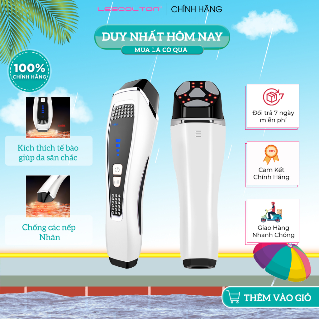 Máy đẩy tinh chất nâng cơ mặt Lescolton chăm sóc da trẻ hóa tái tạo da massage mặt giảm nếp nhăn công nghệ ion