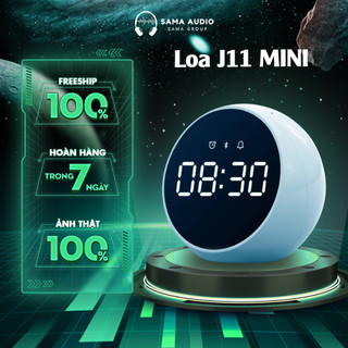 Loa Bluetooth Tráng Gương Sama J11 - Loa Không Dây Hình Tròn Tích hợp Đồng Hồ - Báo Thức - Đài FM