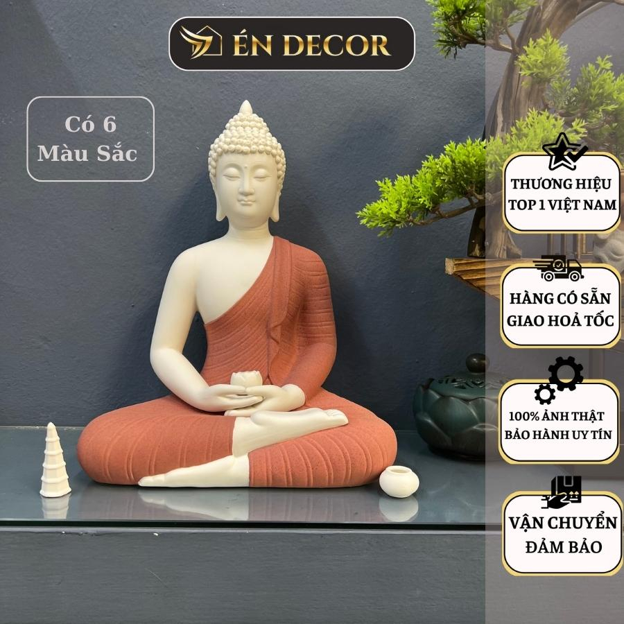 Tượng Phật Thích Ca Mâu Ni ÉN DECOR 15-30cm DECOR chất liệu gốm tử sa trang trí phong thủy, decor phòng thiền, an nhiên