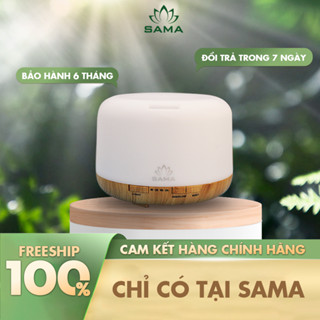 Máy Khuếch Tán Tinh Dầu Siêu Âm 💥CHÍNH HÃNG SAMA💥 Máy Phun Sương Trụ Tròn Đổi Màu Vân Gỗ 500ml