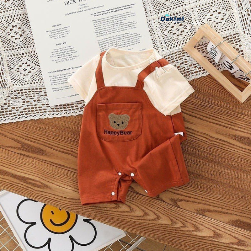 Body yếm cho bé cộc tay Mẫu Mới, bodysuit cho bé Hình Gấu dễ thương, áo liền quần sơ sinh cho bé 0-12 tháng