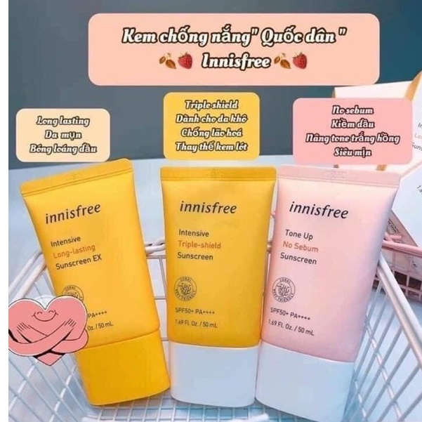 Kem chống nắng lâu trôi làm sáng da innisfree Intensive Triple Care Sunscreen SPF50+ mới 50ml (ngoc_huyen) | BigBuy360 - bigbuy360.vn