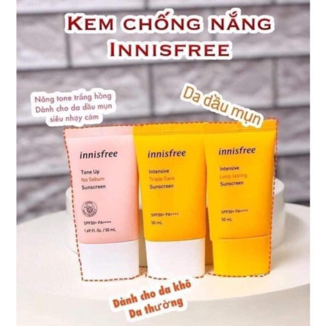 Kem chống nắng lâu trôi làm sáng da innisfree Intensive Triple Care Sunscreen SPF50+ mới 50ml (ngoc_huyen) | BigBuy360 - bigbuy360.vn