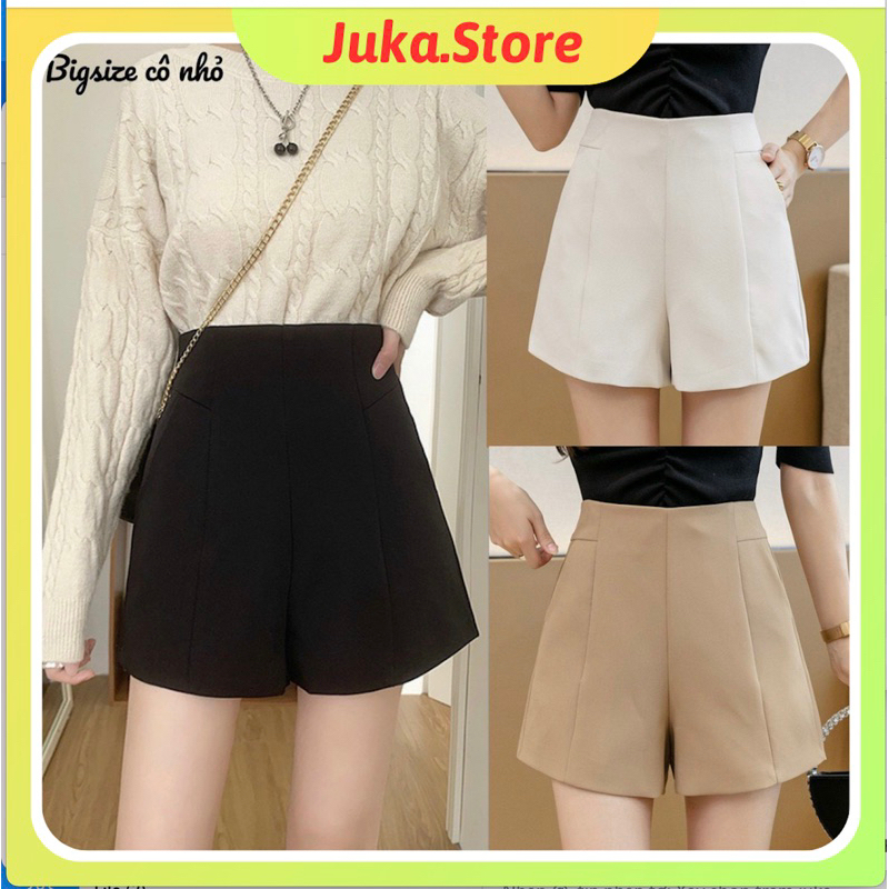 Quần short nữ cạp cao ống rộng xếp ly chất tuyết mưa kiểu dáng siêu trẻ trung