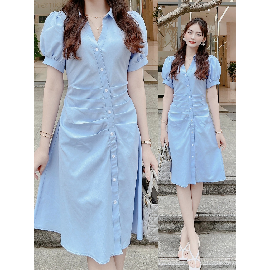 VÁY NẸP CHÉO NHÚN EO