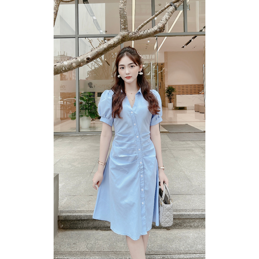 VÁY NẸP CHÉO NHÚN EO