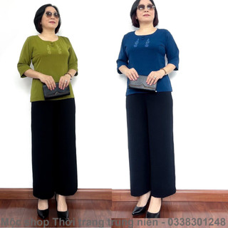 [Mã 44FASHIONSALE357 giảm 10K đơn 50K] Bộ đũi trung niên cho bà cho mẹ - Tay lỡ quần dài