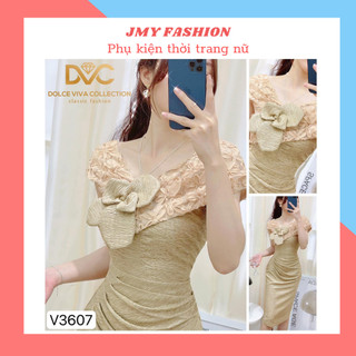 V3607 Váy body nâu dự tiệc đính đá [DVC&ACC] váy body dáng dài sexy sang chảnh