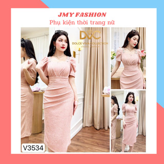 V3534 Váy hồng body xẻ tà [DVC&ACC] váy đầm dự tiệc dáng dài sang chảnh
