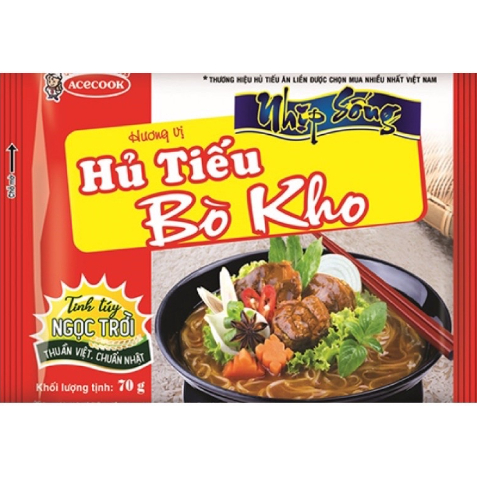 Combo 5 gói Hủ tiếu nam vang, bò kho, sườn heo Nhịp sống Acecook
