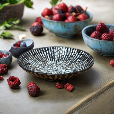 Bát Khảm Trai ONGTRE Cao Cấp, Tô Ăn Salad, Trộn Salad, Đựng Hoa Quả, Decor Bàn Ăn